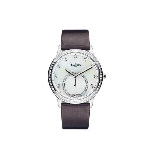 DAVOSA Audrey quartz klokke med perlemor og skinnrem