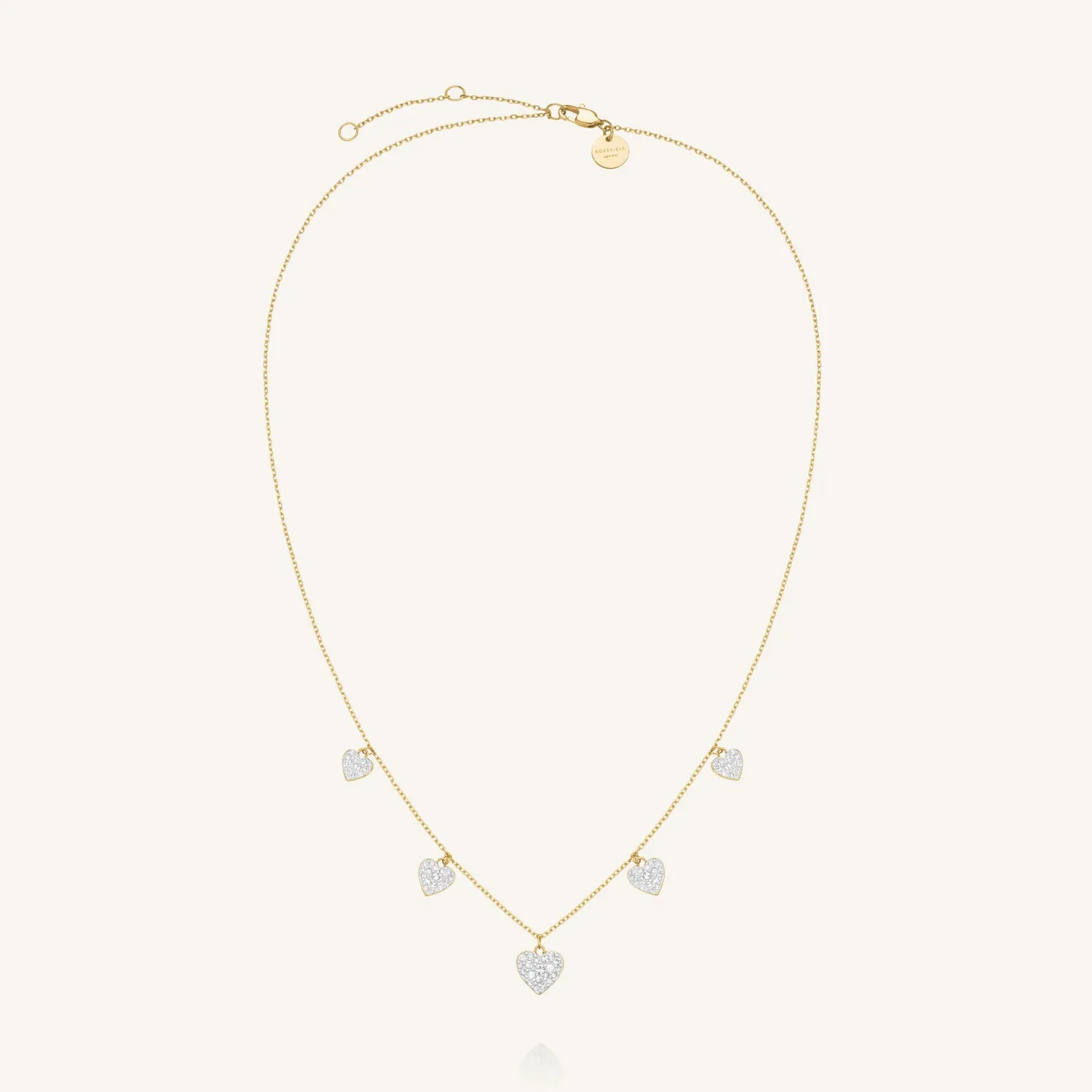 Rosefield Multi Hearts Necklace halskjede gull 42–46 cm