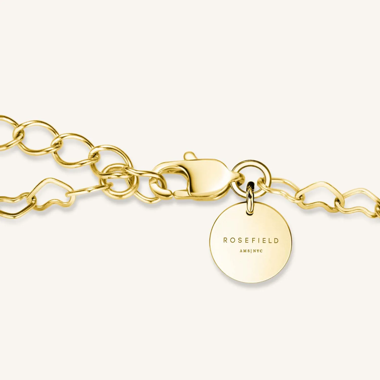 Rosefield Heart Chain Necklace halskjede gullbelagt stål 50–54 cm