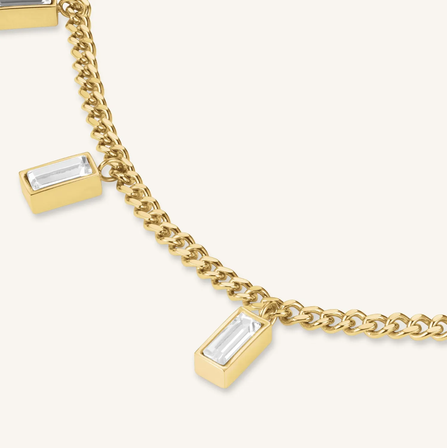 Rosefield Baguette Necklace halskjede gull justerbart