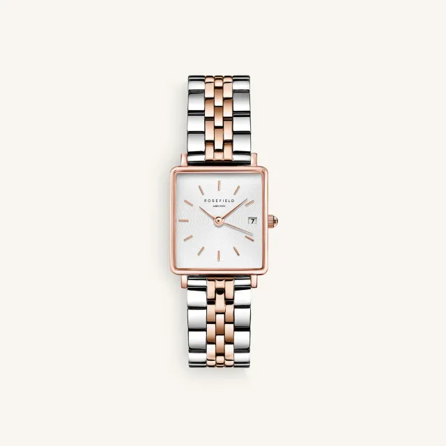 Rosefield Boxy XS Duotone klokke 22 mm roségull og sølv