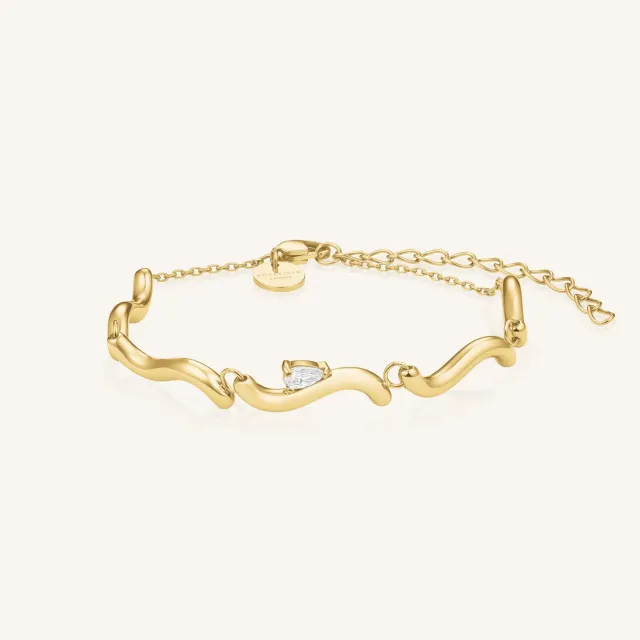 Rosefield Essentials Drop Wave Bracelet armbånd gull 16,5–21 cm