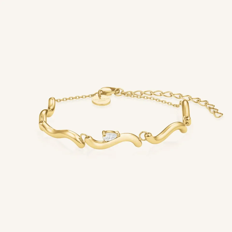 Rosefield Essentials Drop Wave Bracelet armbånd gull 16,5–21 cm