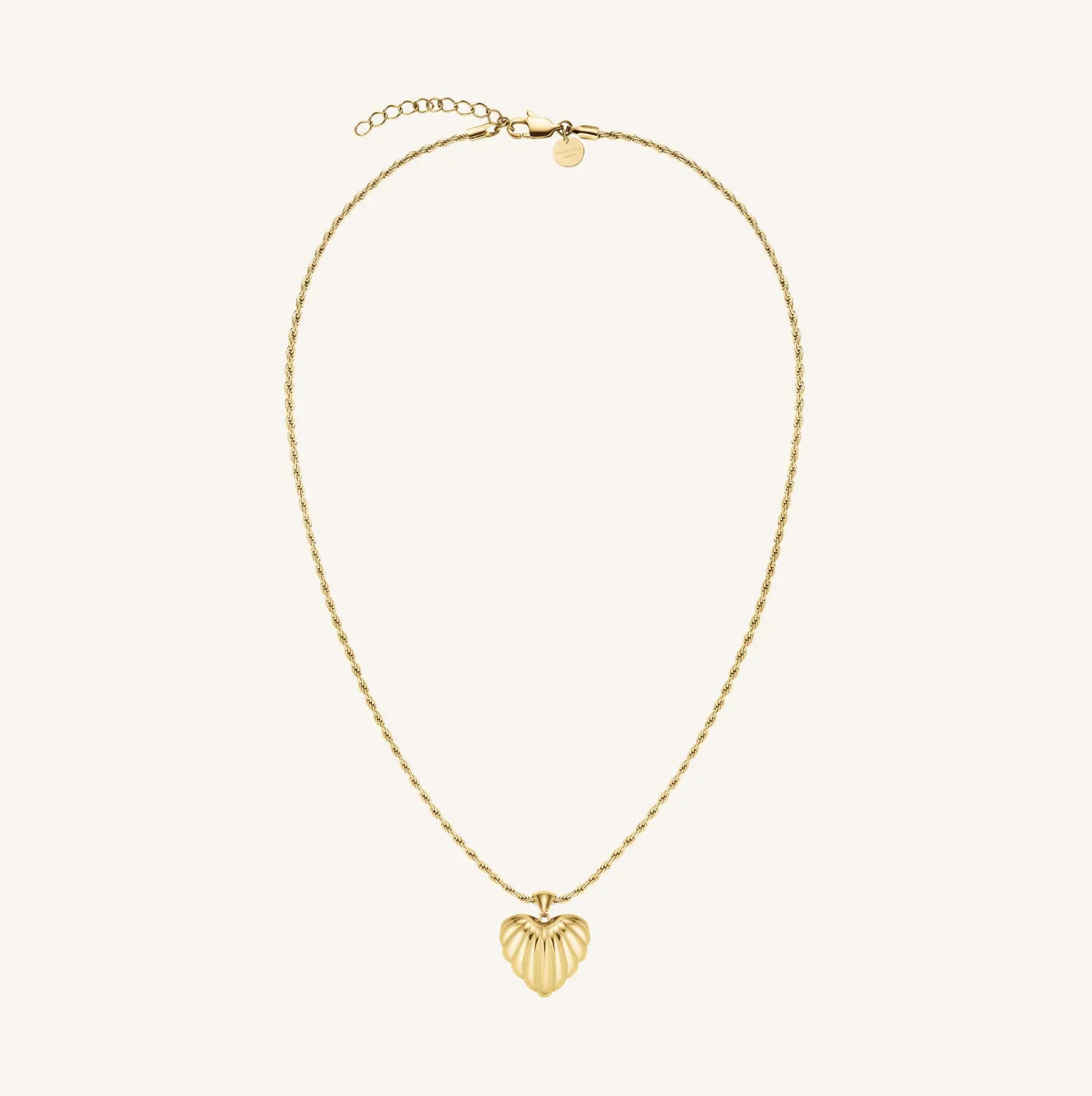 Rosefield Essentials Ridged Heart Necklace-halskjede gull 44–48 cm