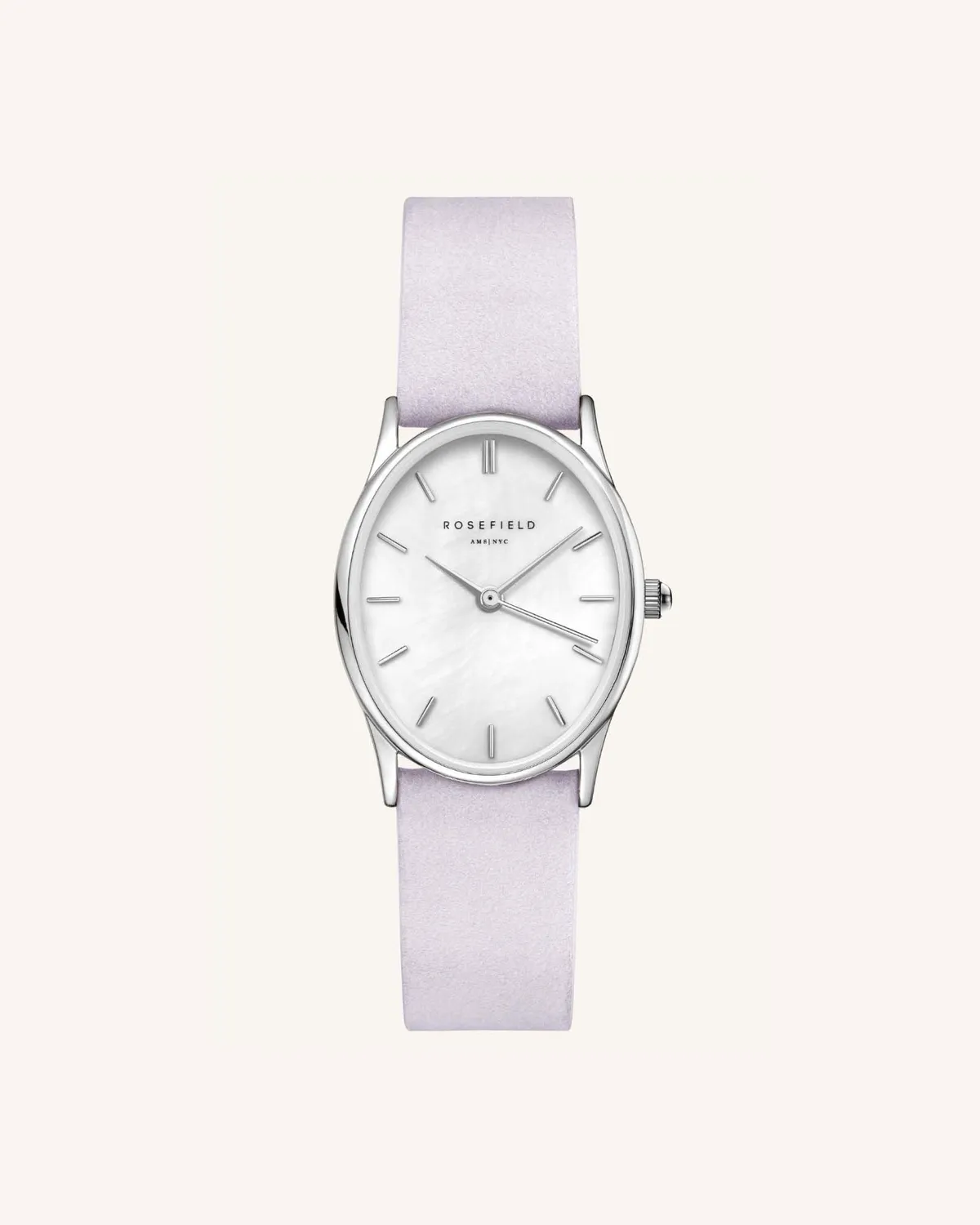 Rosefield Lilac Nubuck Silver Strap klokkerem 22 mm lilla skinn