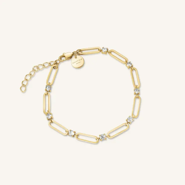 Rosefield Essentials Round Stones Bracelet armbånd gull og sølv justerbart