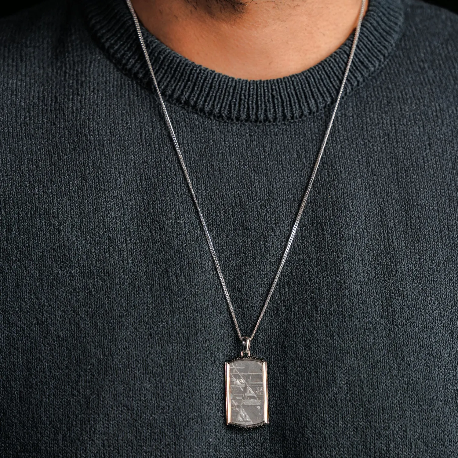 Duxot Vezeto anheng Cloudy Silver Meteorite i 925 sølv
