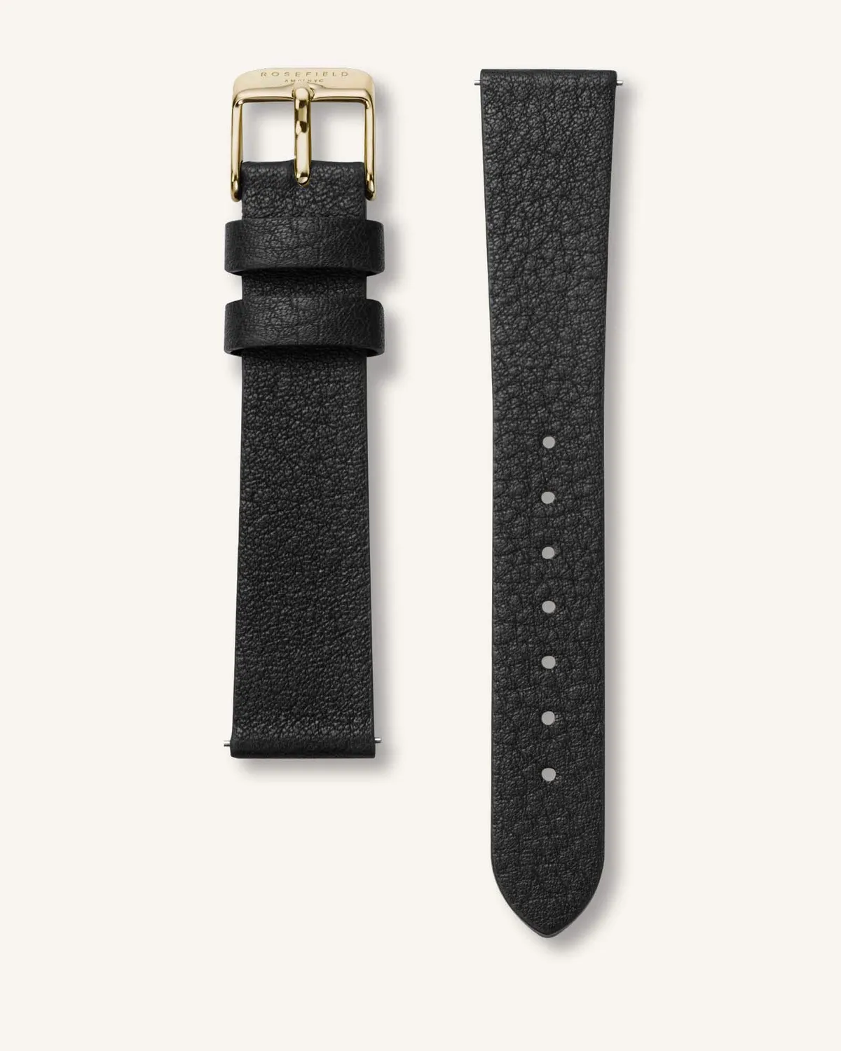 Rosefield The Octagon Black klokke svart skinnrem