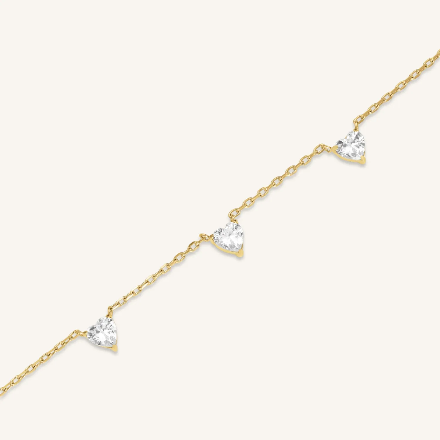 Rosefield Row Hearts Necklace halskjede gull, justerbart