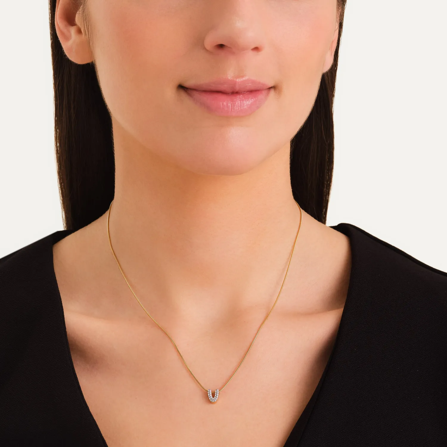 Rosefield Crystal Letter V Necklace halskjede gull V