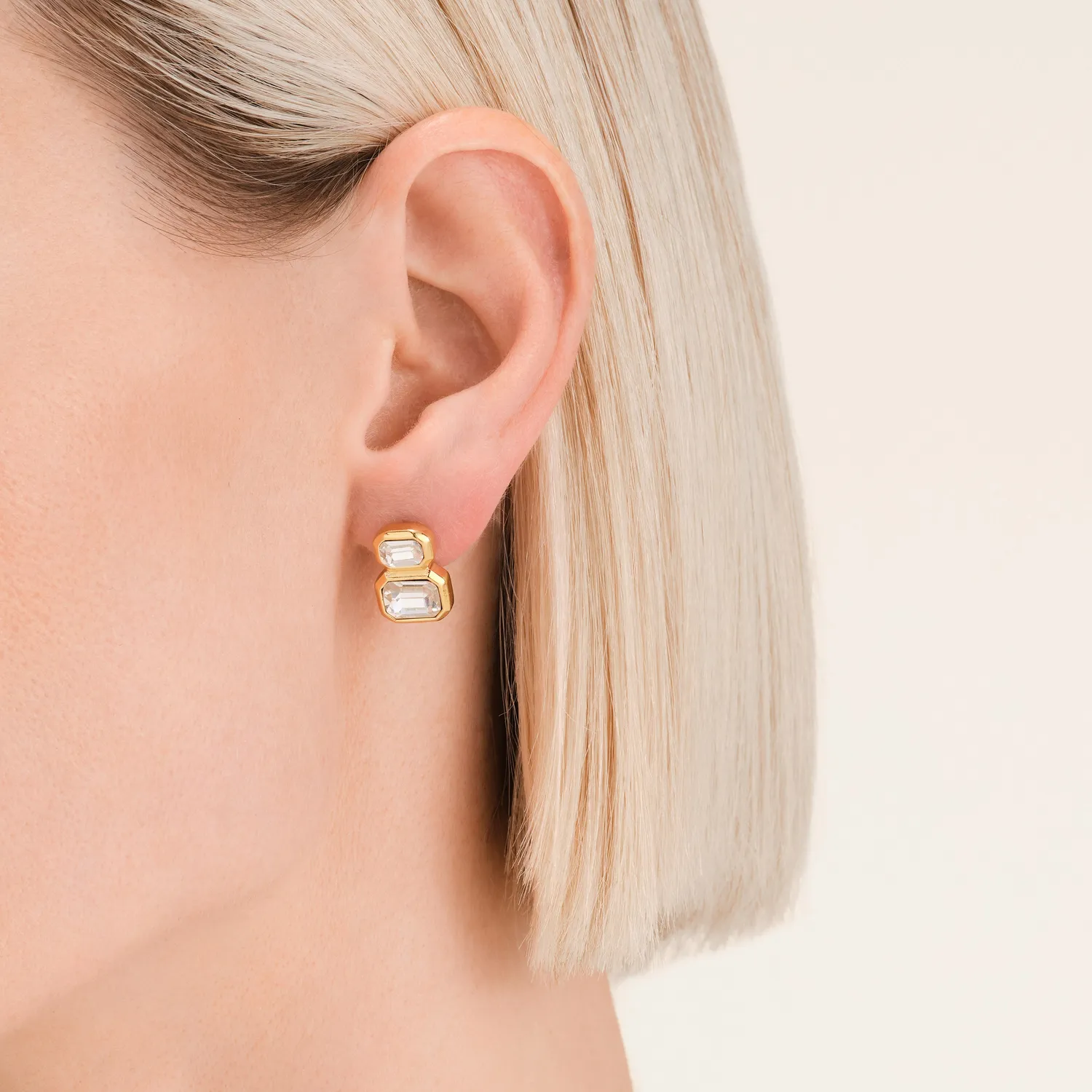 Rosefield Octagon Double Studs ørestikker gullfarget