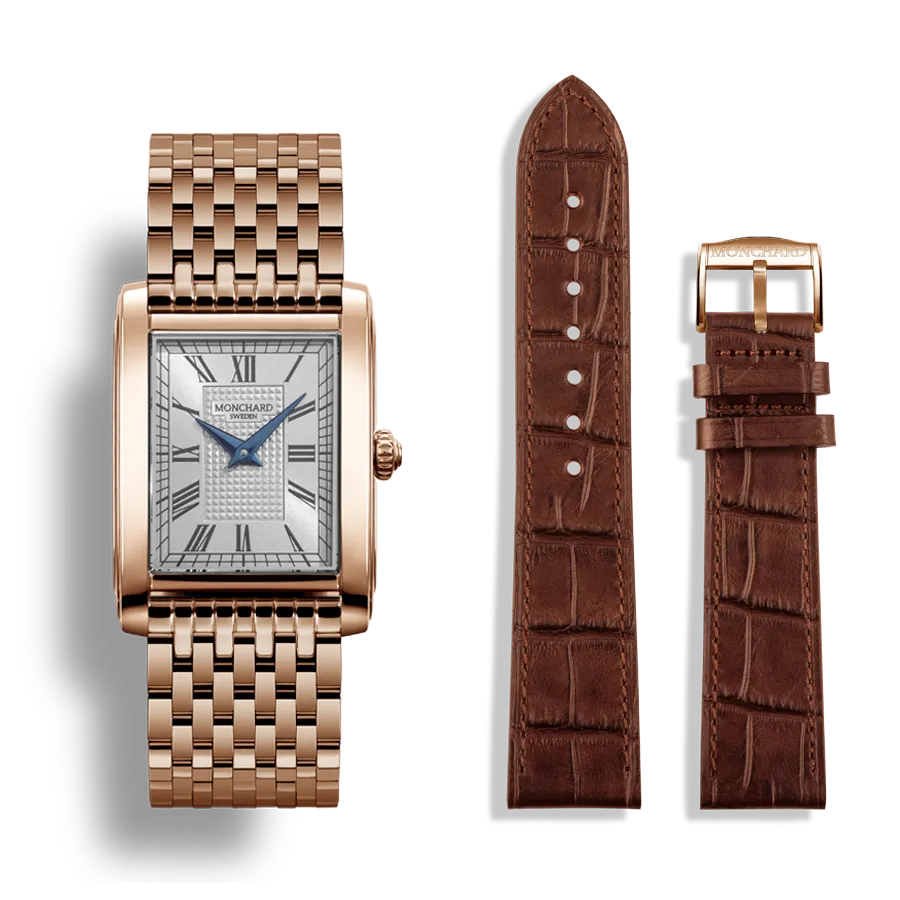 MonChard Classic White on Bracelet - Gold klokke 24,9 mm