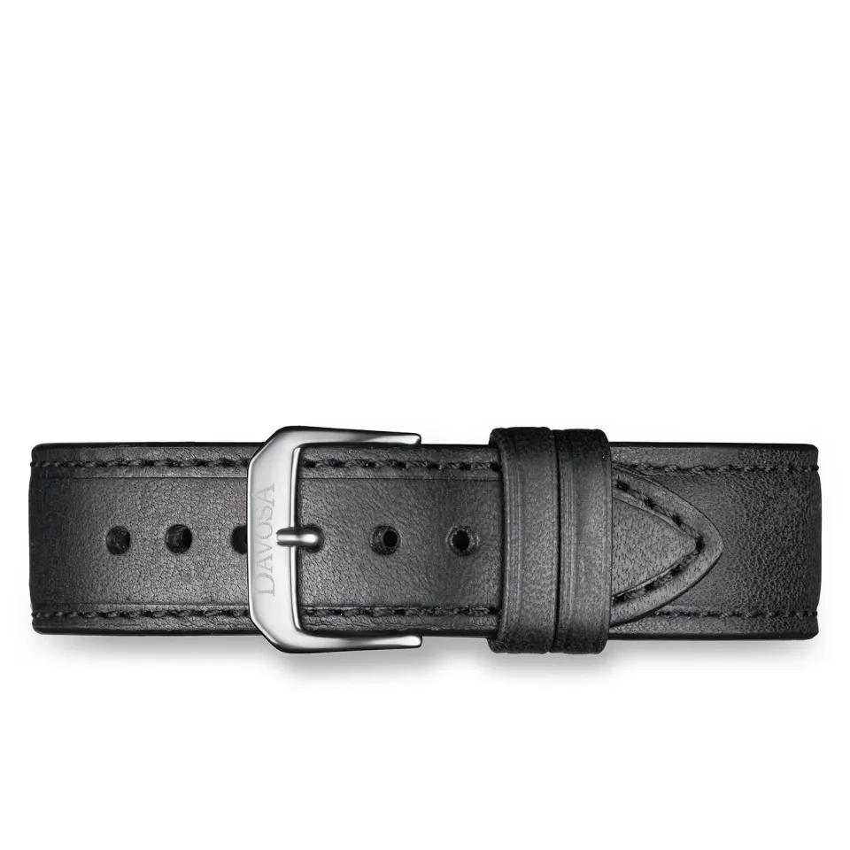 DAVOSA Calfskin Leather lærrem svart 16/18/20 mm kuskinn