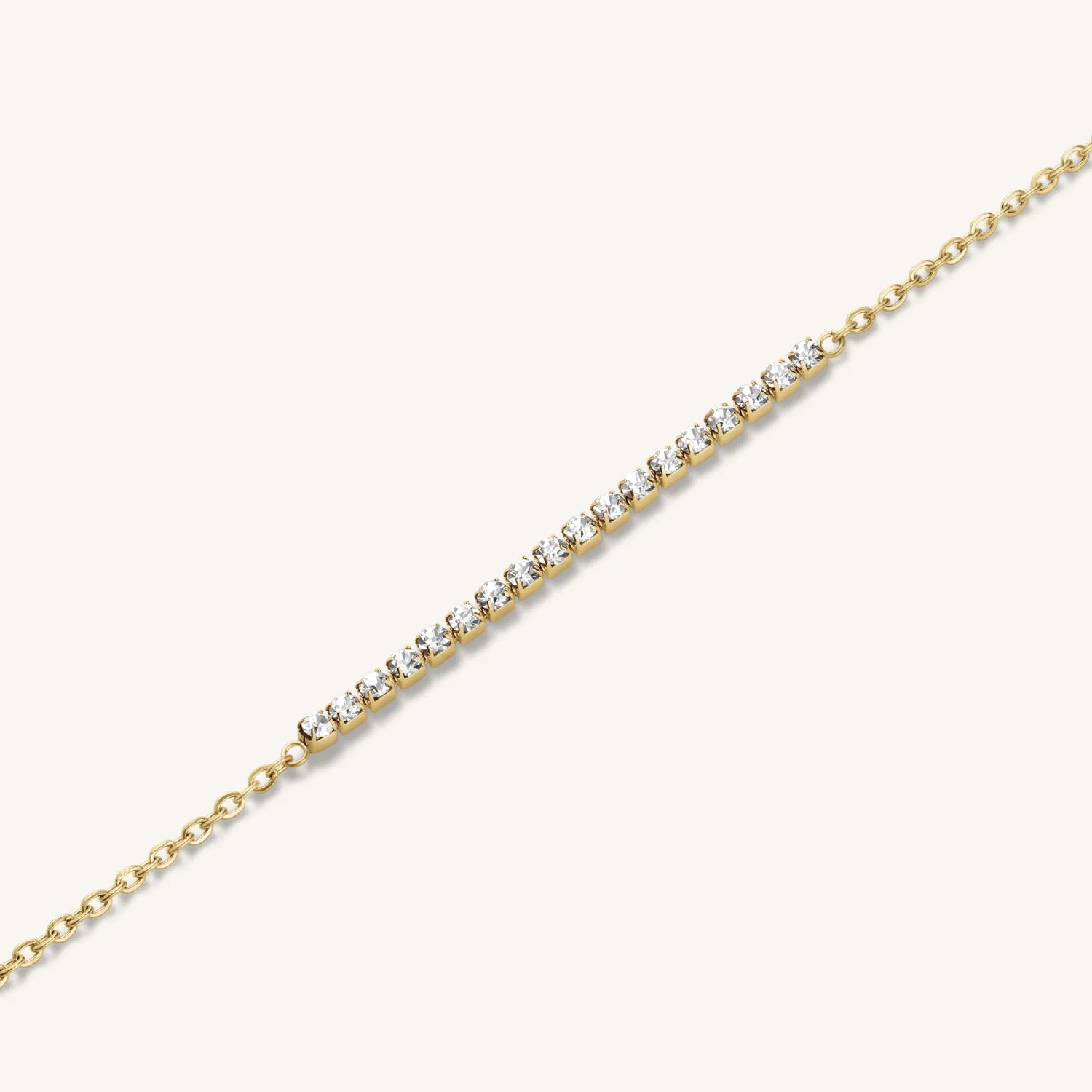 Rosefield Tennis Bracelet armbånd gull 16,5–19,5 cm krystaller