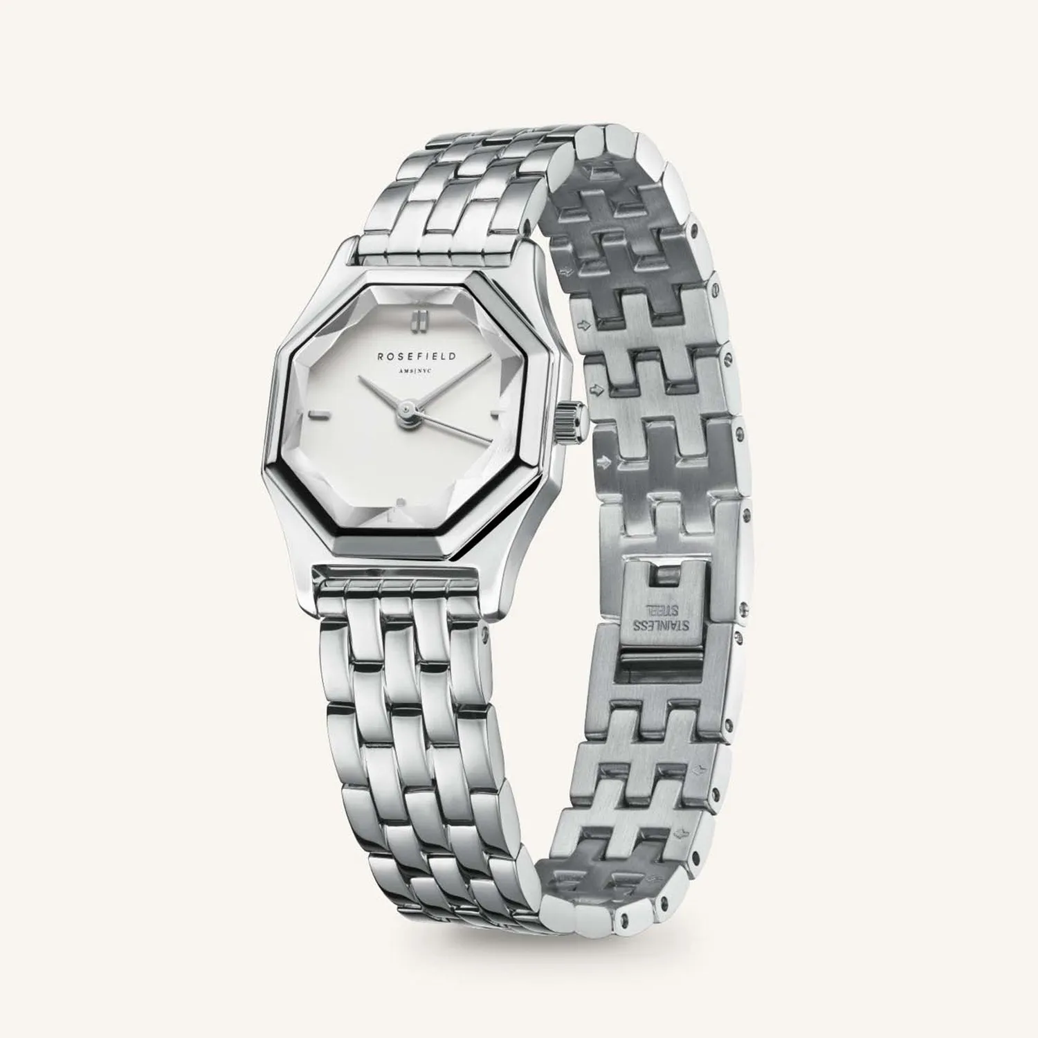 Rosefield Gemme Silver klokke åttekantet sølv 12 mm lenke