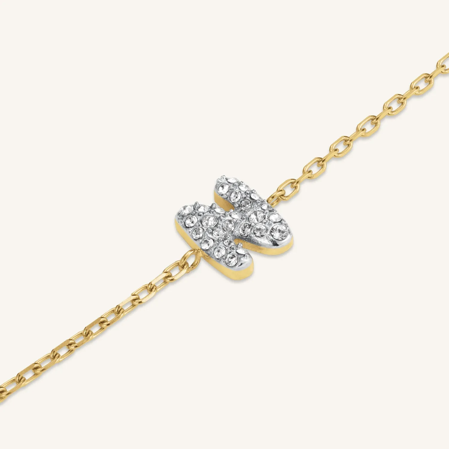 Rosefield Crystal Letter N Bracelet armbånd gull bokstav N