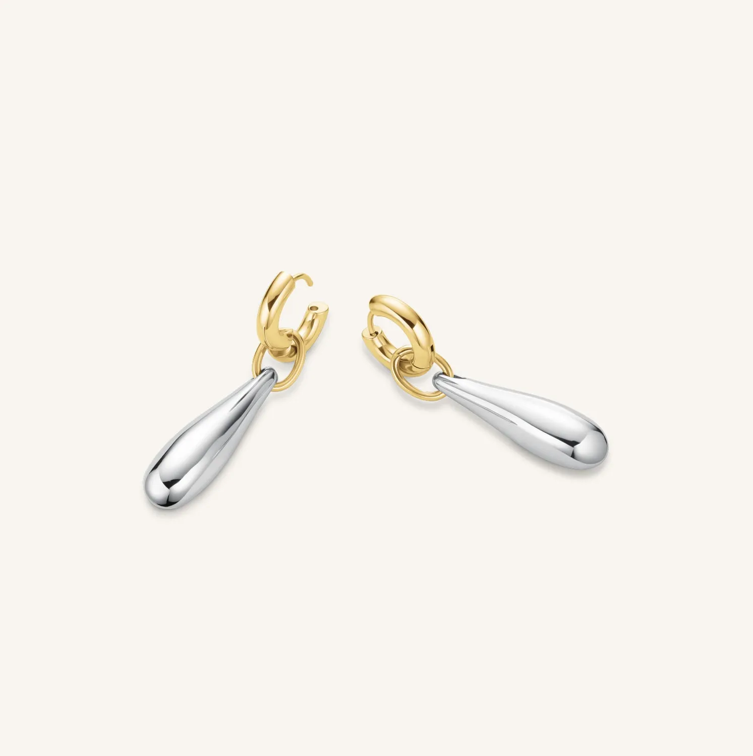 Rosefield Essentials Duotone Drop Hoops øredobber gull og sølv