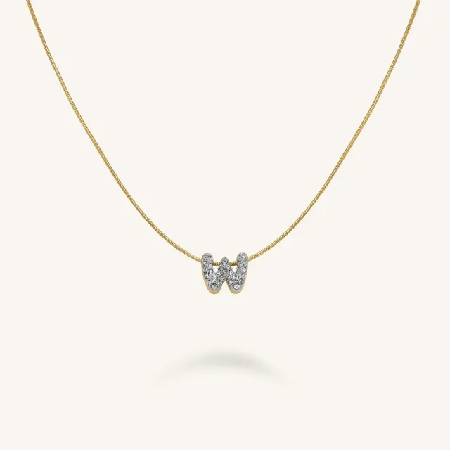 Rosefield Crystal Letter W-halskjede gullbelagt 42–46 cm