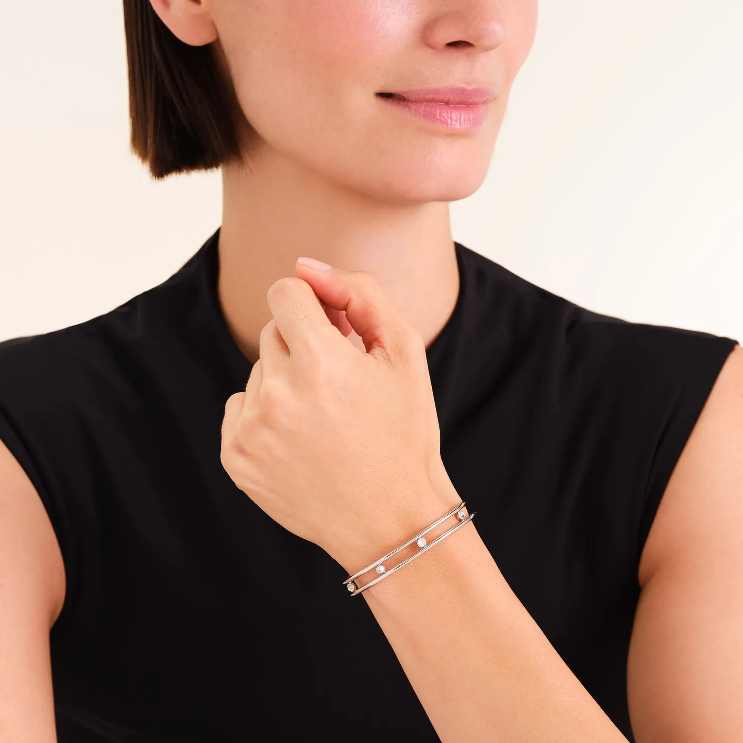 Rosefield Essentials Crystal Bangle armring, gull