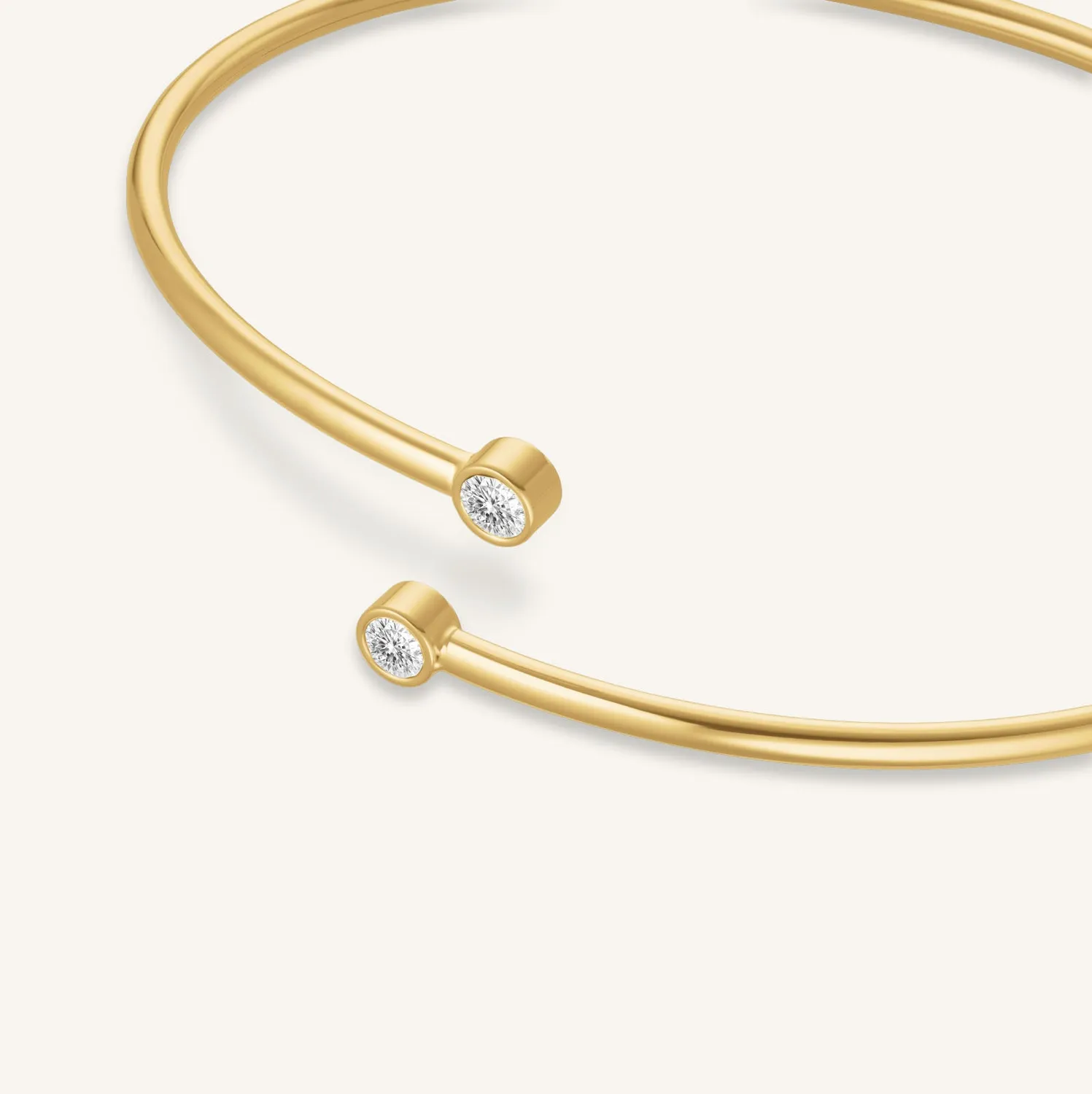 Rosefield Essentials Double Crystal Bangle armring gull og sølv