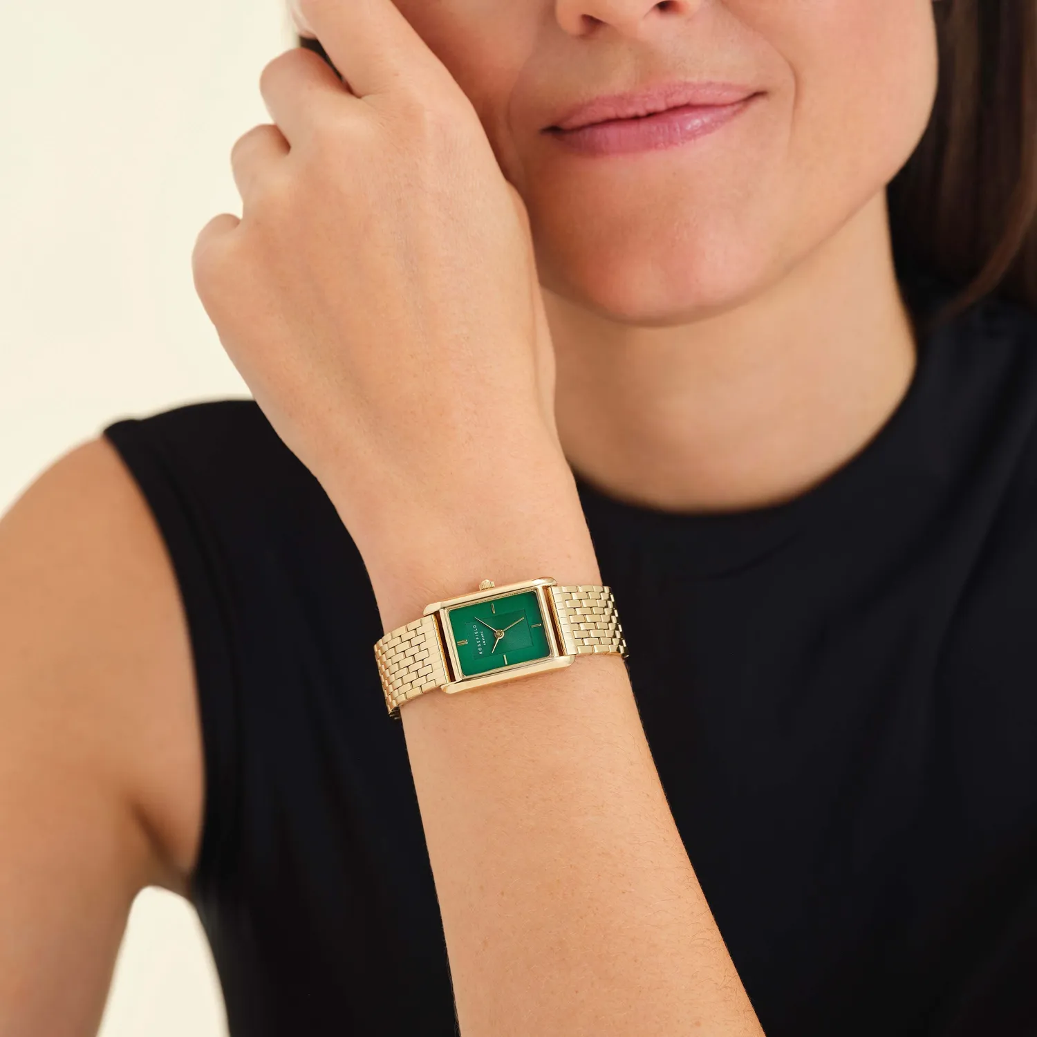 Rosefield Heirloom Emerald klokke gull grønn urskive