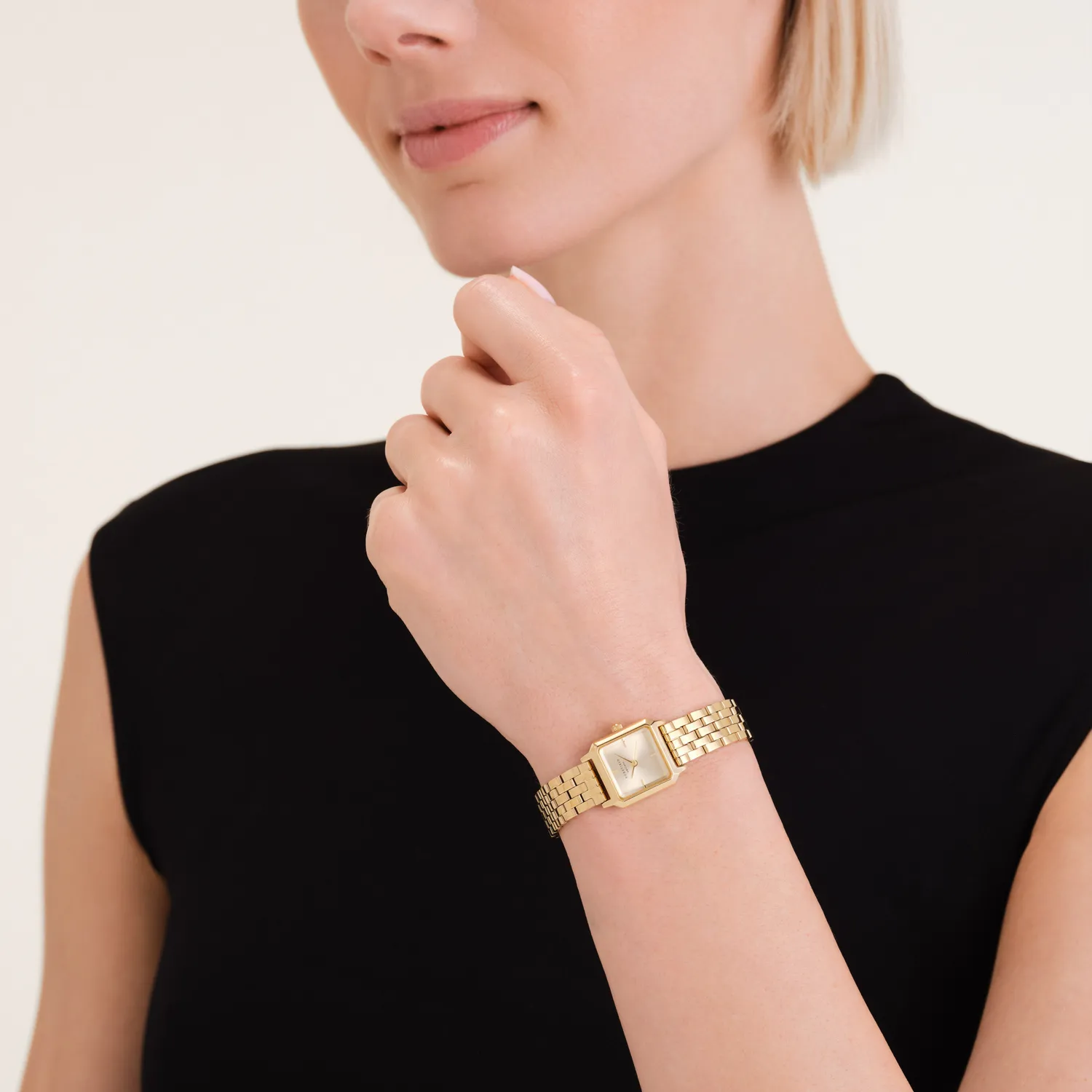 Rosefield Boxelle Champagne klokke gull 19,5 mm champagne urskive
