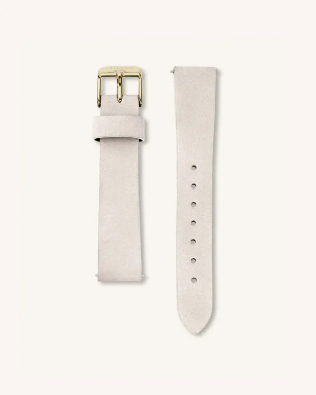 Rosefield Light Grey Nubuck Gold Strap klokkerem 22 mm grå