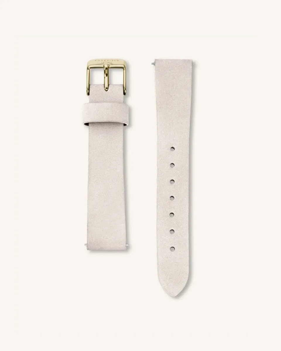 Rosefield Light Grey Nubuck Gold Strap klokkerem 22 mm grå