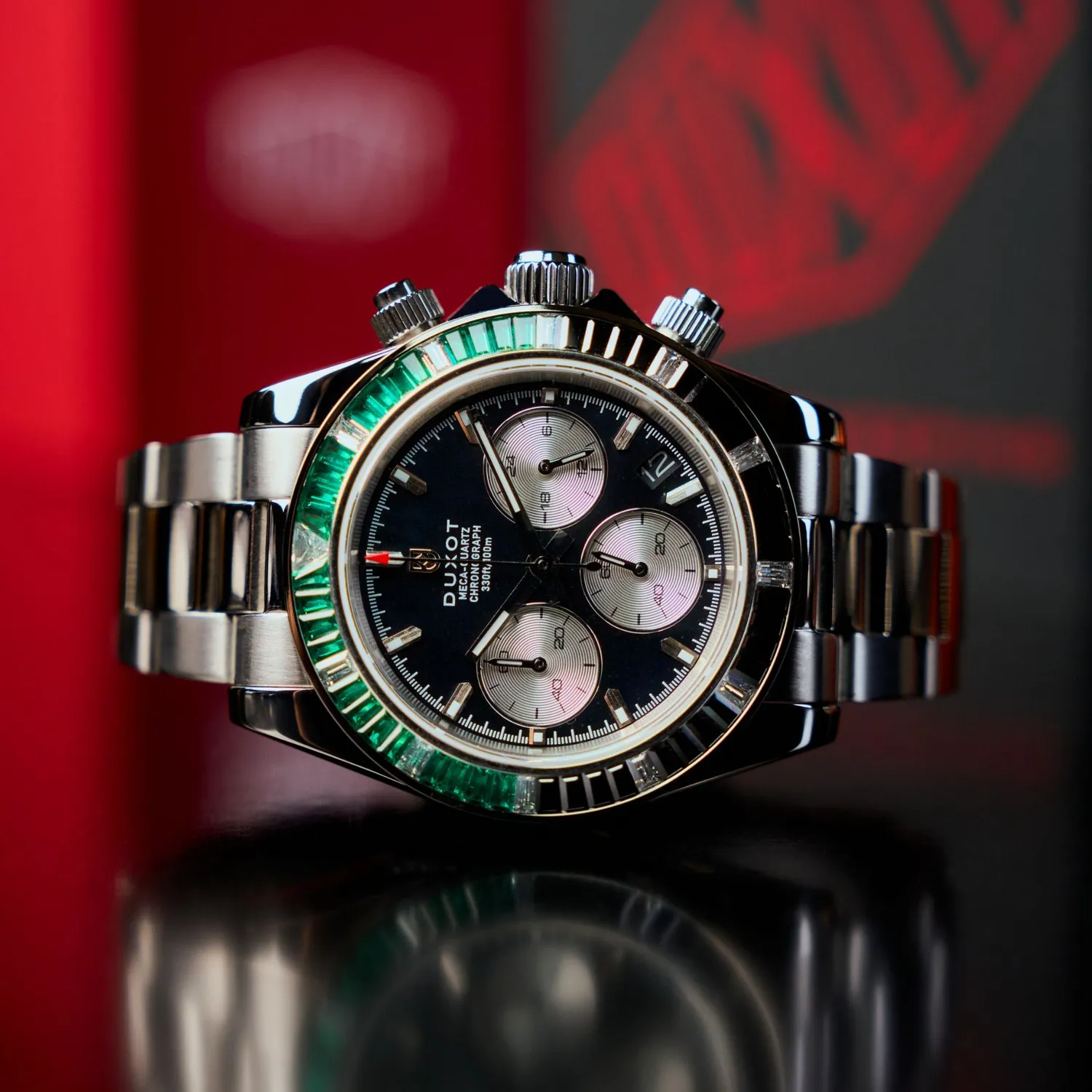 Duxot Accelero Rainbow Chronograph kronograf Pearl Green Emerald 40 mm