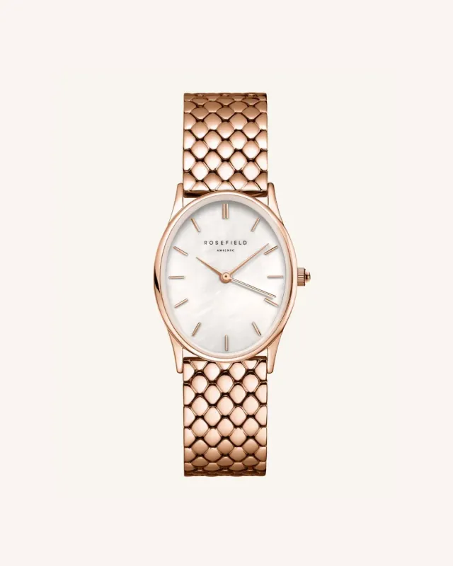 Rosefield Oval Pearl klokke roségull 24 × 29 mm