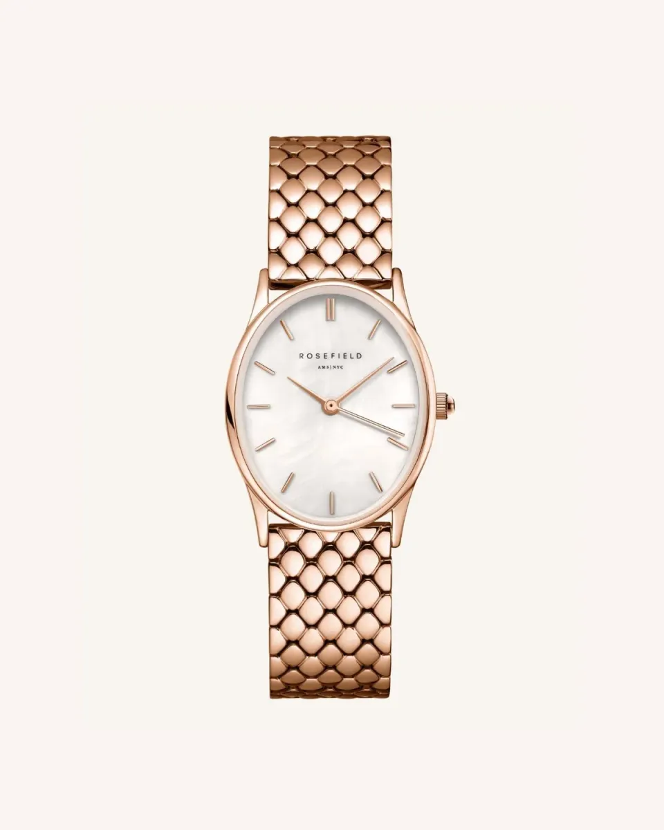 Rosefield Oval Pearl klokke roségull 24 × 29 mm