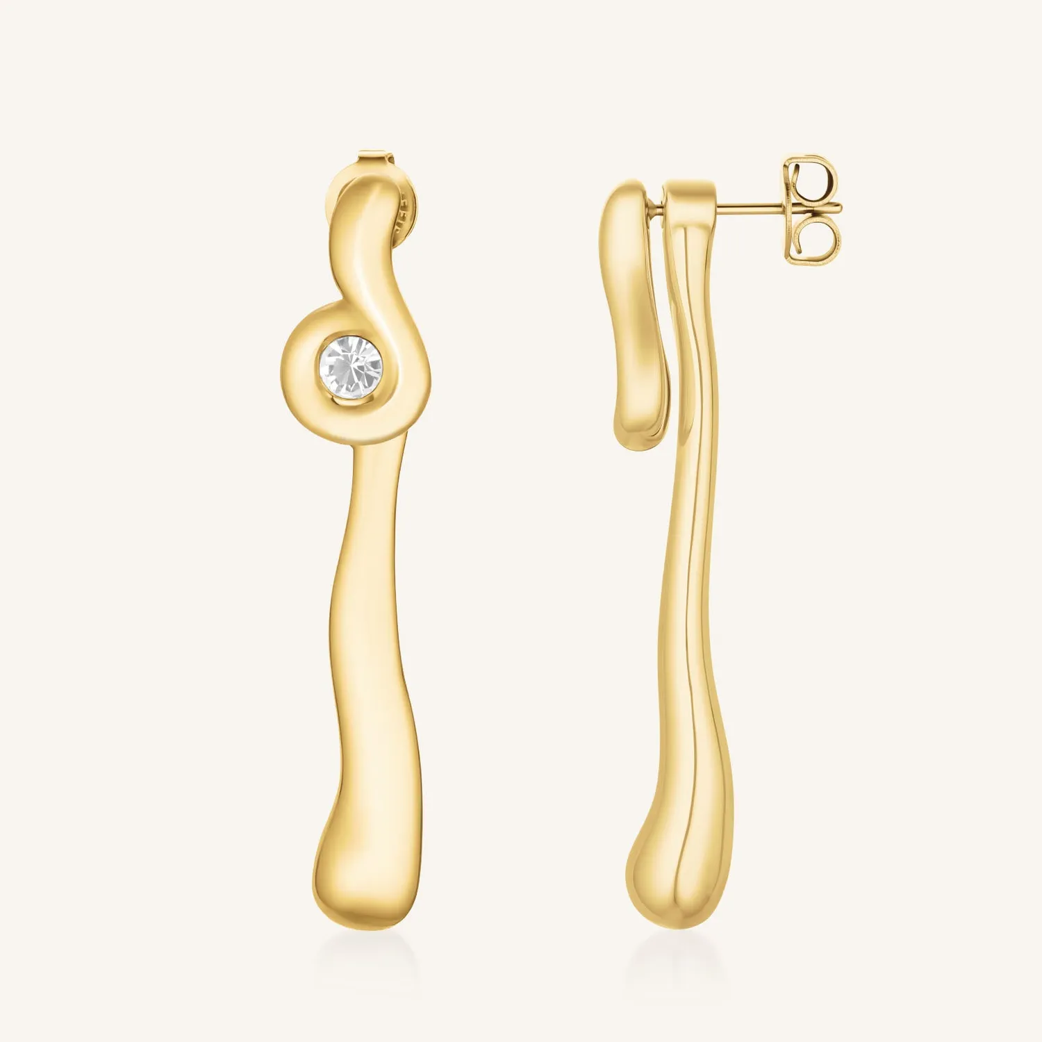 Rosefield Wave Convertible Studs øredobber gull 2-i-1