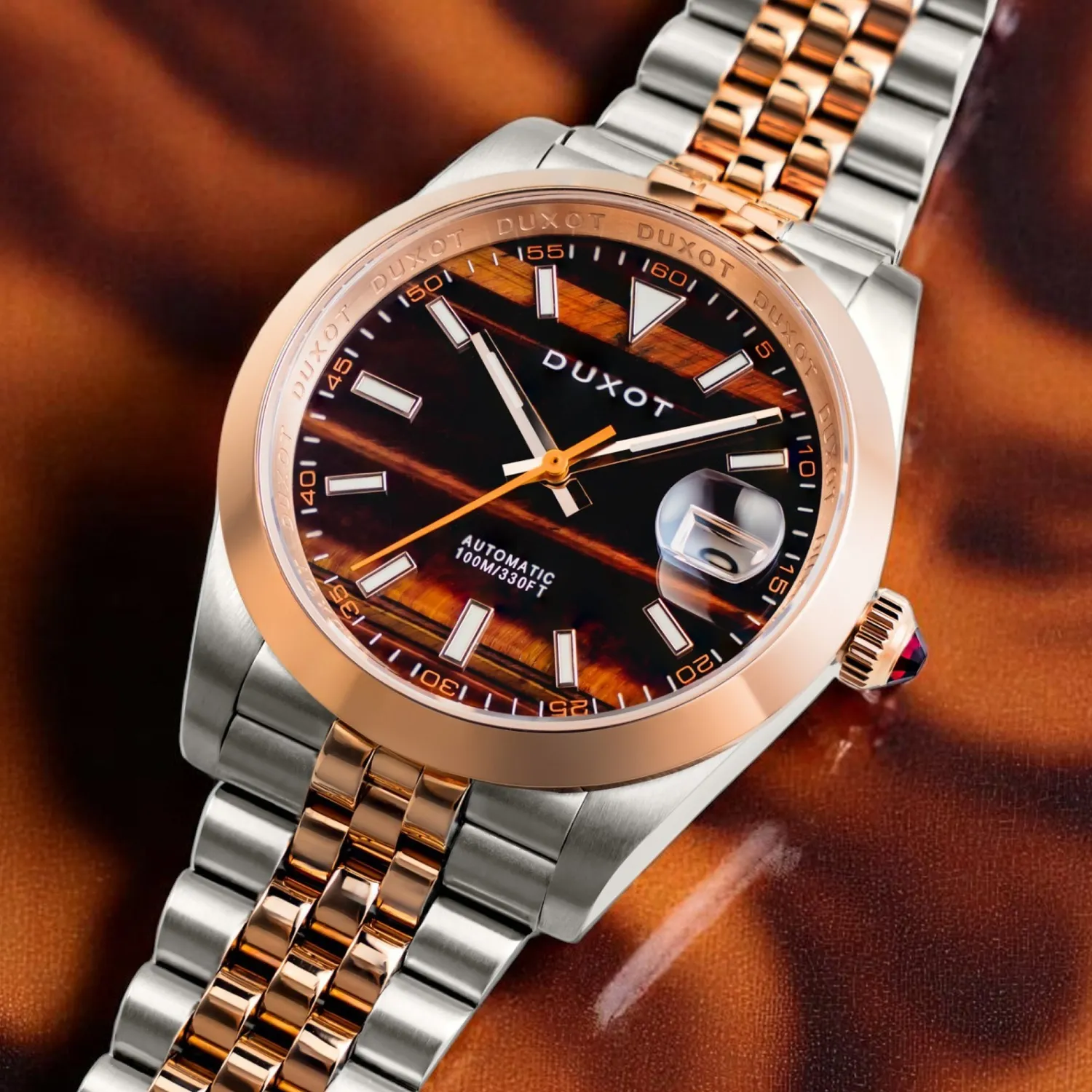 Duxot Vezeto Tiger Eye automatklokke tigerøye