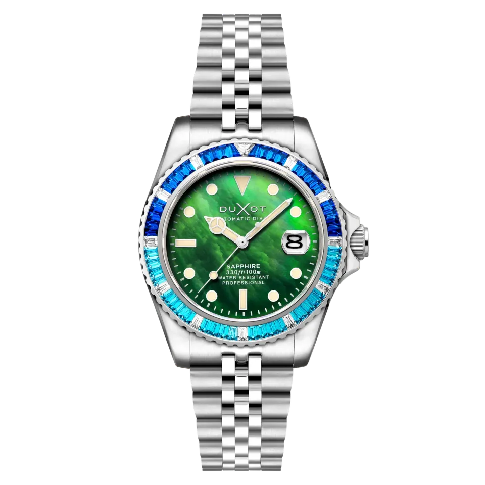 Duxot Atlantica 40 Rainbow Green Mop automatisk klokke perlemor