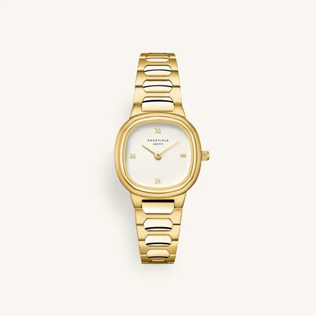 Rosefield Gaia XS Gold klokke gull kremfarget urskive