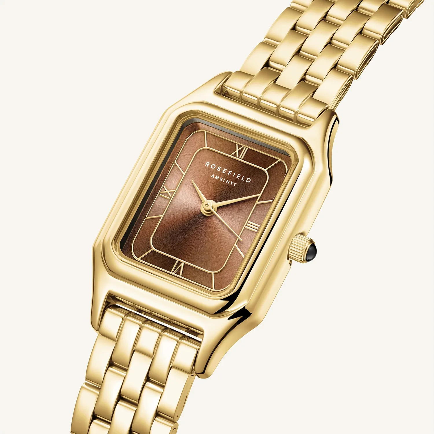 Rosefield Ivy Brown Gold klokke 21 × 26 mm