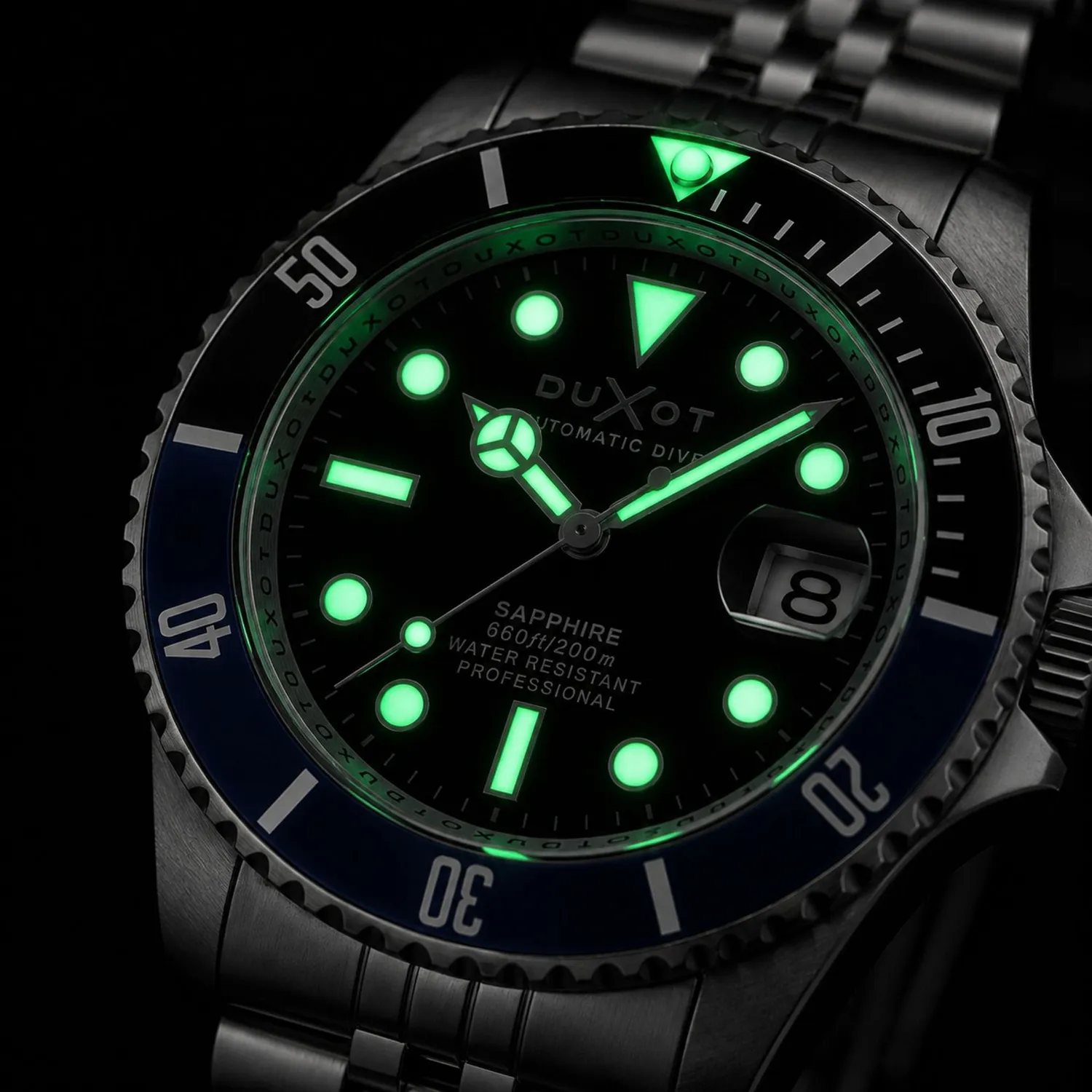 Duxot Atlantica Diver Automatic dykkerklokke Oil Black 20 ATM