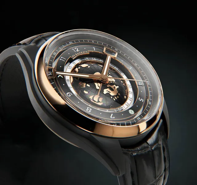 DeSanders Voyage GMT Black Pearl klokke