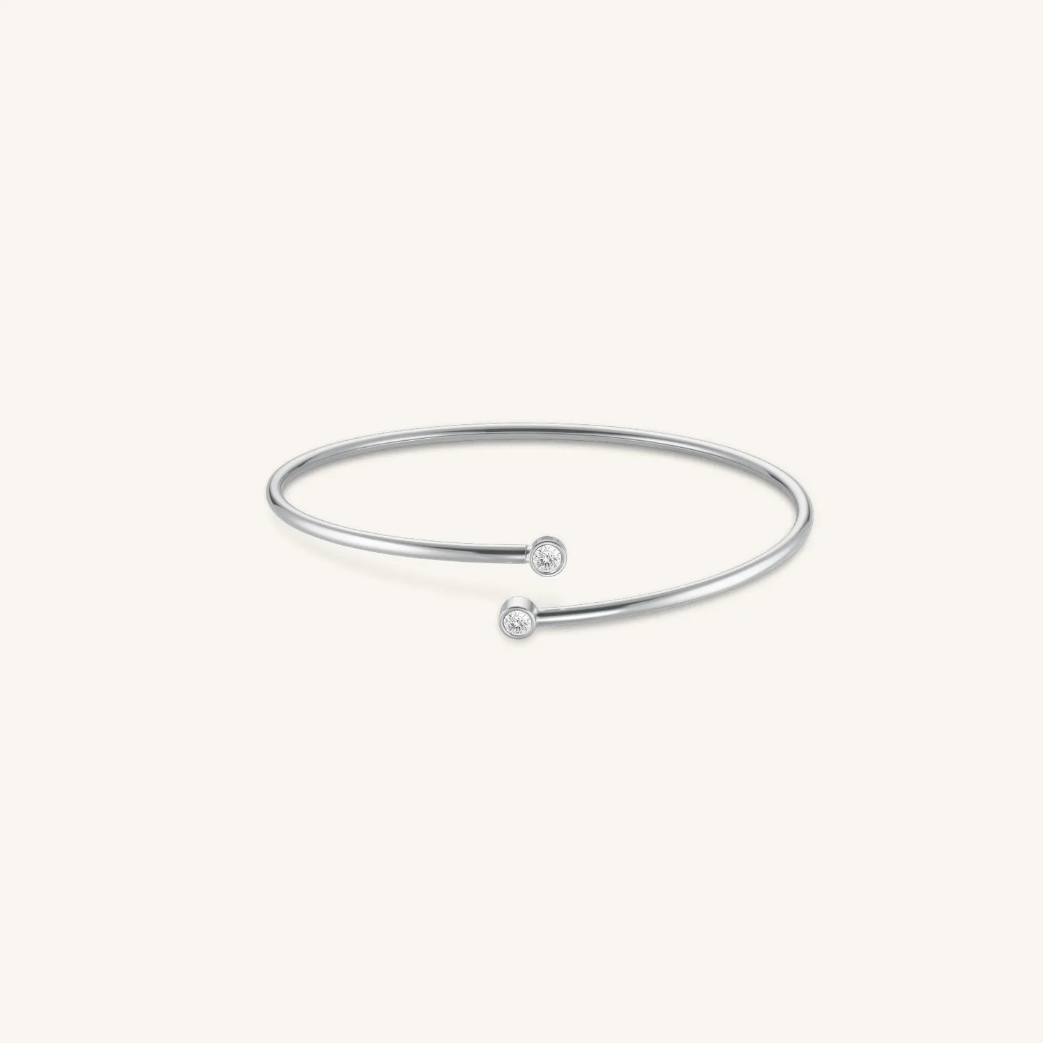 Rosefield Essentials Double Crystal Bangle armring gull og sølv