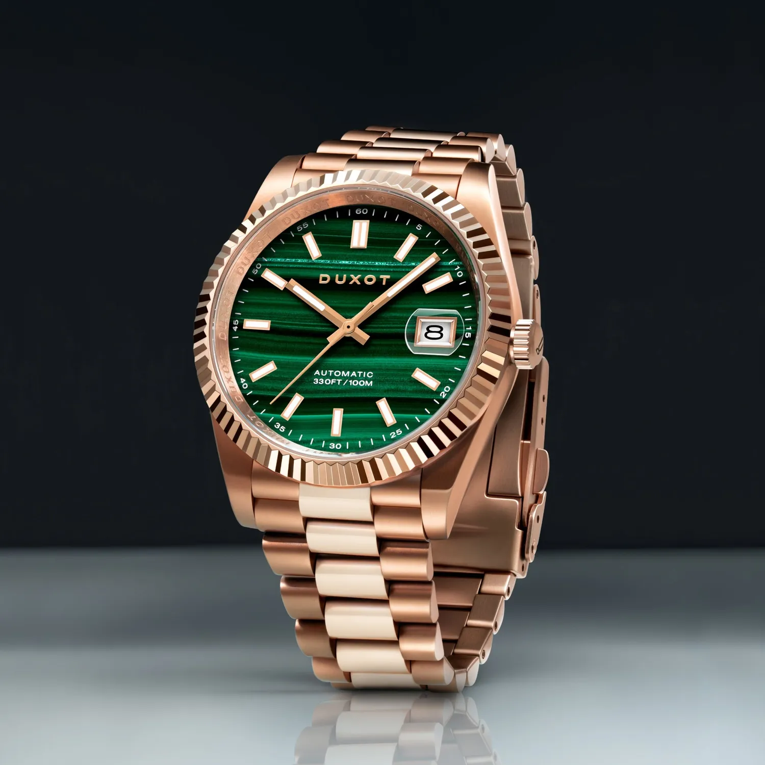 Duxot Marcel Green Malachite klokke malakitt