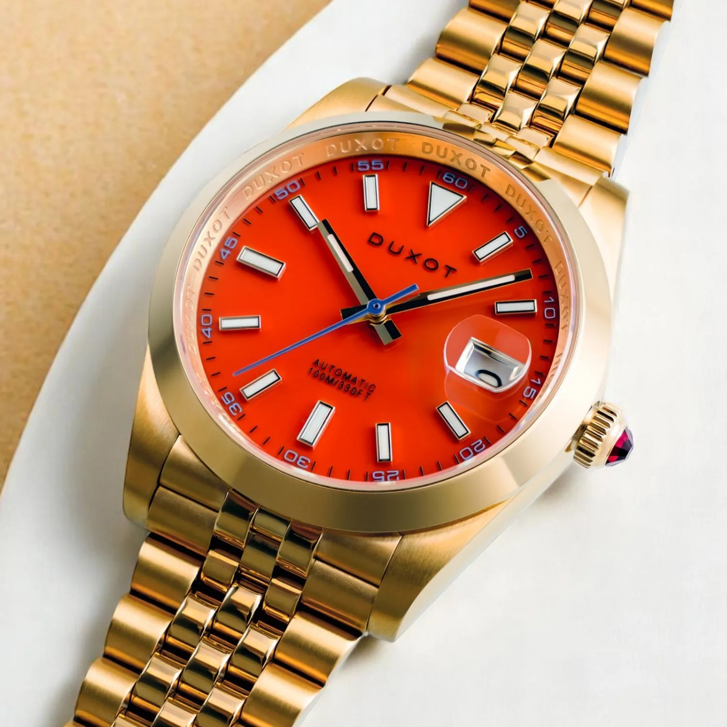 Duxot Vezeto Brown Crystal automatisk klokke brun 40 mm dato