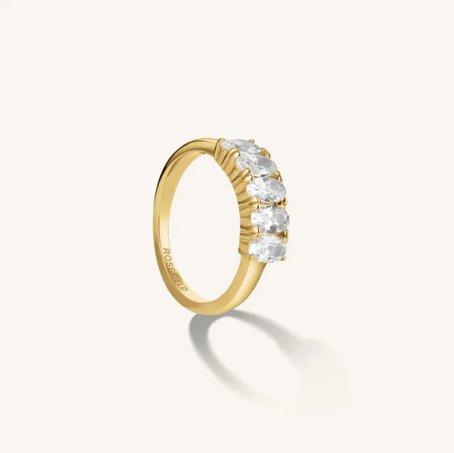Rosefield Oval Crystal Ring gull ring størrelse 52
