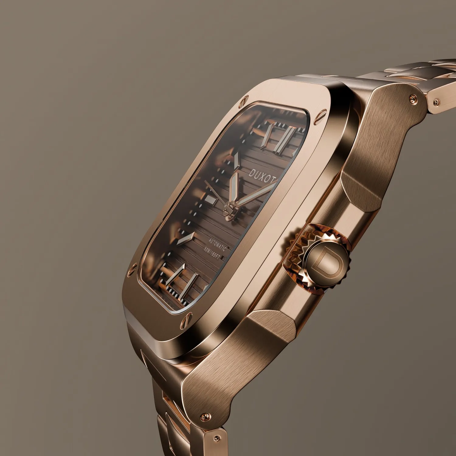 Duxot Quadrata Automatic klokke Walnut Brown 42 mm