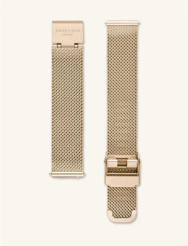 Rosefield Mesh Gold Strap 33 mm gullfarget meshrem 16 mm