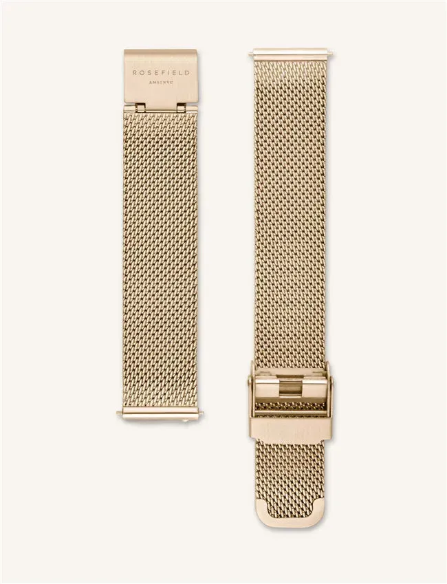 Rosefield Mesh Gold Strap 33 mm gullfarget meshrem 16 mm