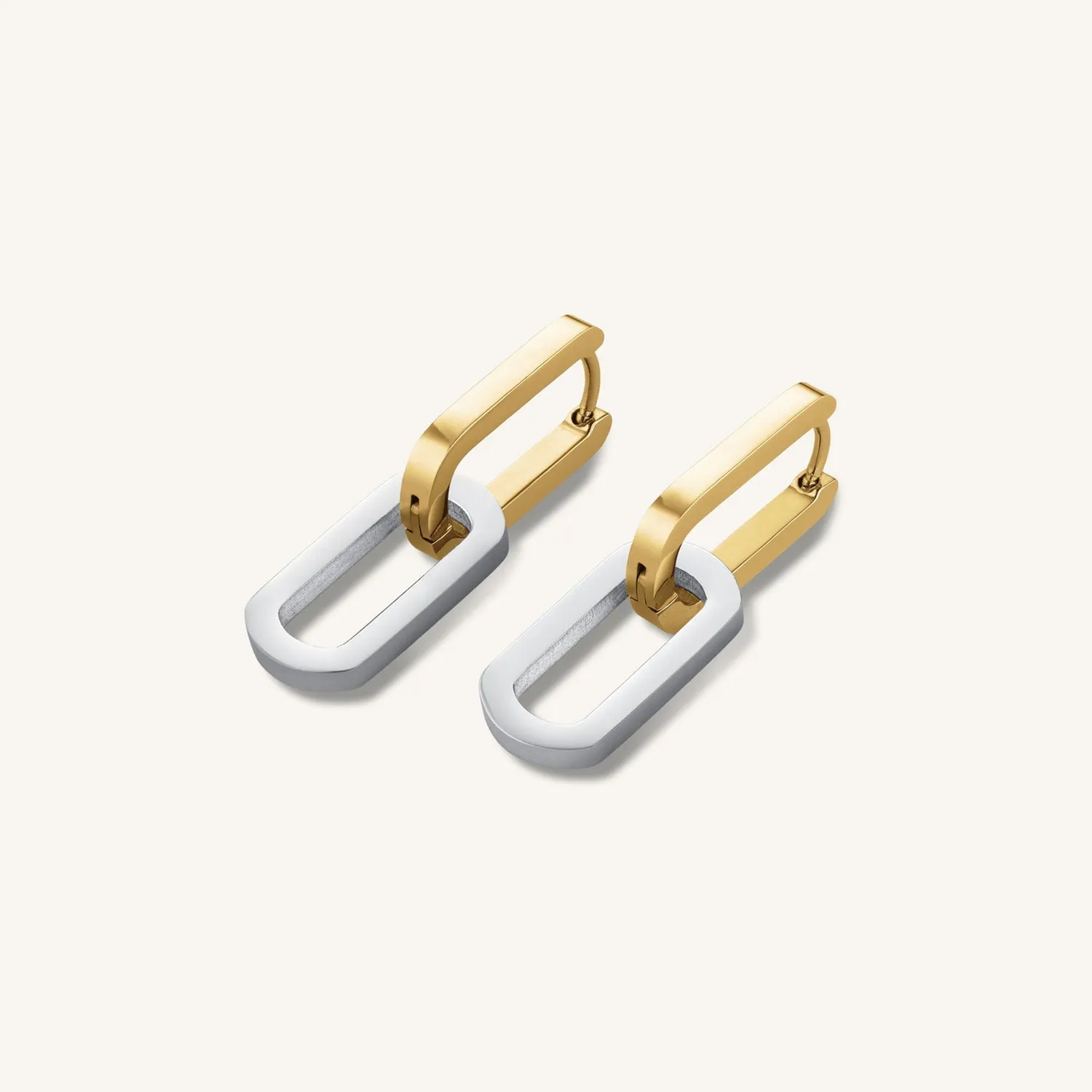 Rosefield Essentials Duotone Link Hoops øredobber gull og sølv