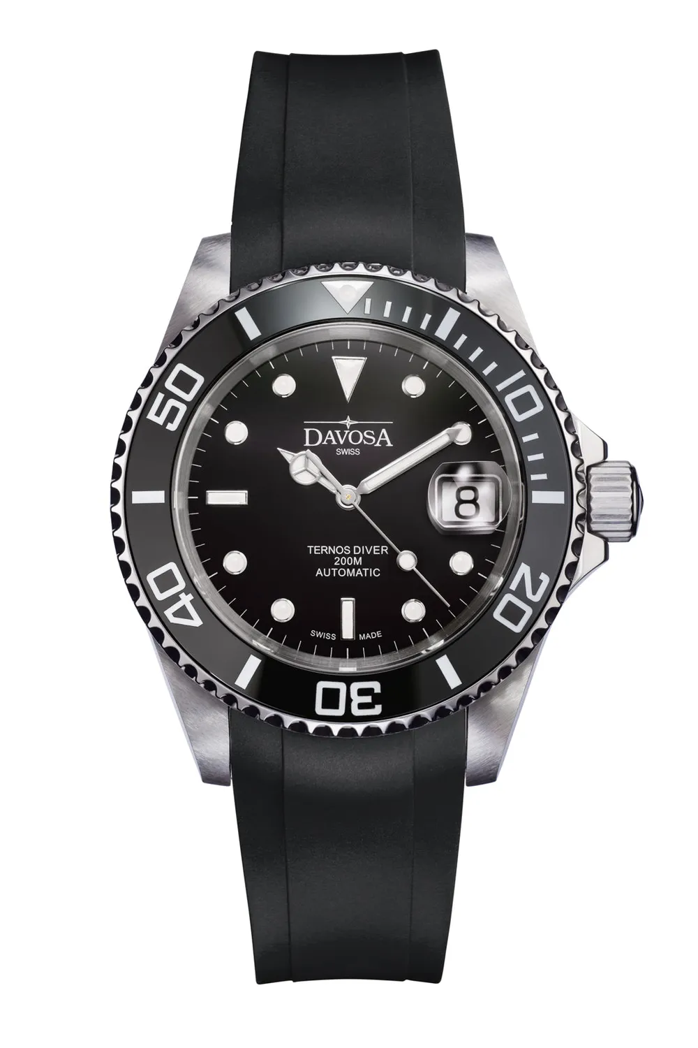 DAVOSA Ternos Ceramic / Diver gummireim svart 20 mm med foldespenne