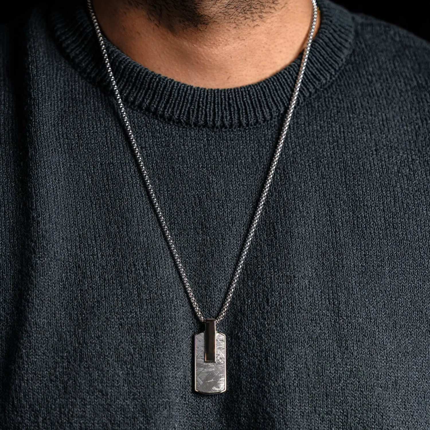 Duxot Atlantica Dog Tag anheng Grey Meteorite med meteoritt