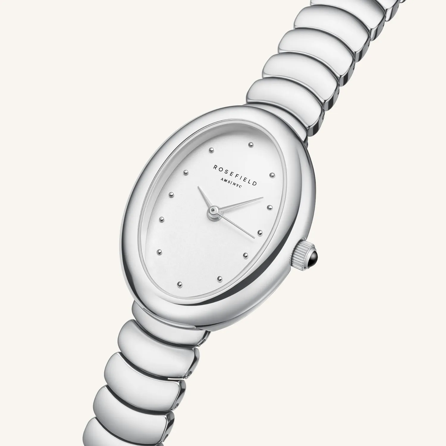 Rosefield Ovale White Silver klokke sølv uten gravering