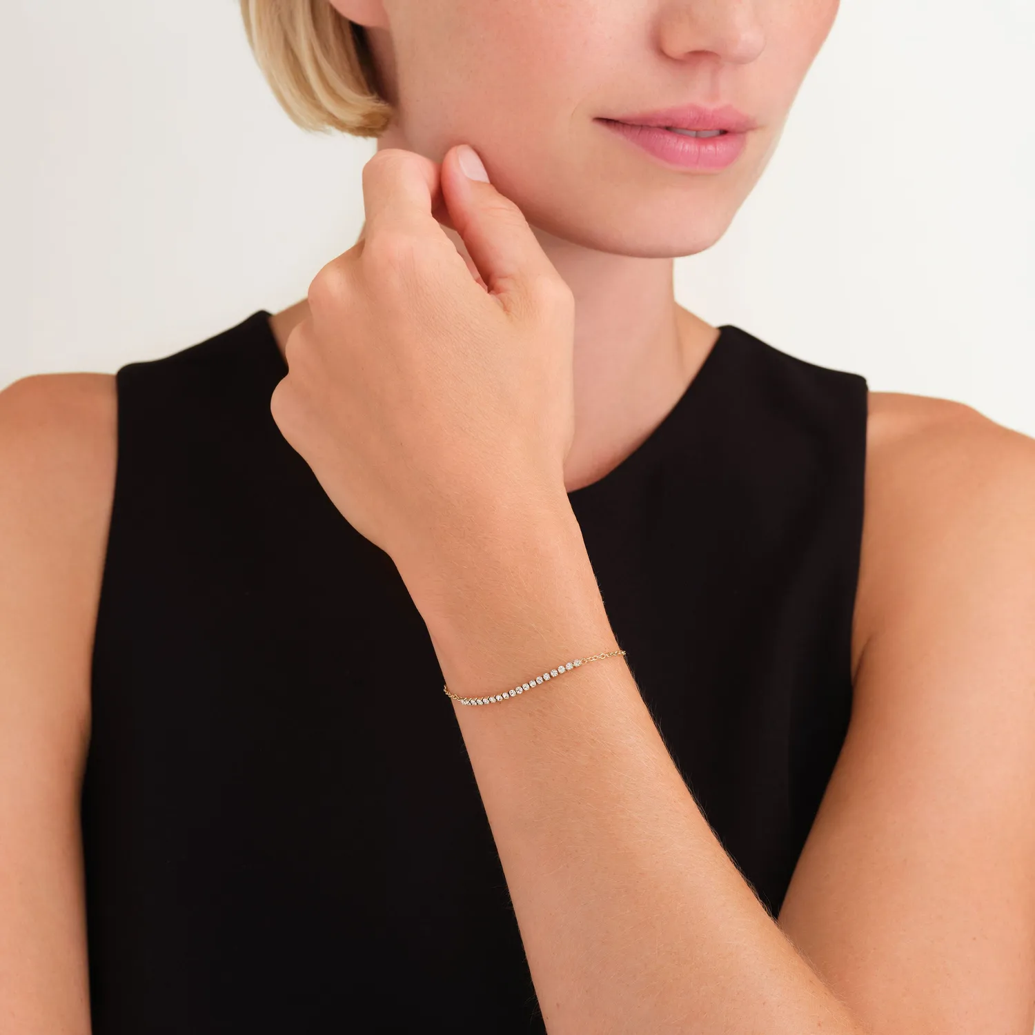 Rosefield Tennis Bracelet armbånd gull 16,5–19,5 cm krystaller